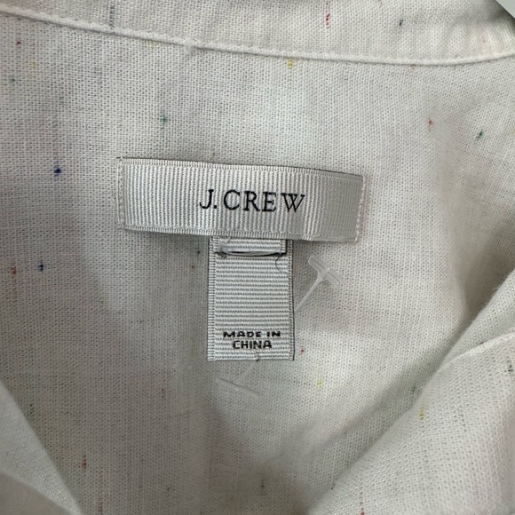 Like-new J. Crew White Half Button Shirt with Multicolor Speckles - Picture 6 of 8